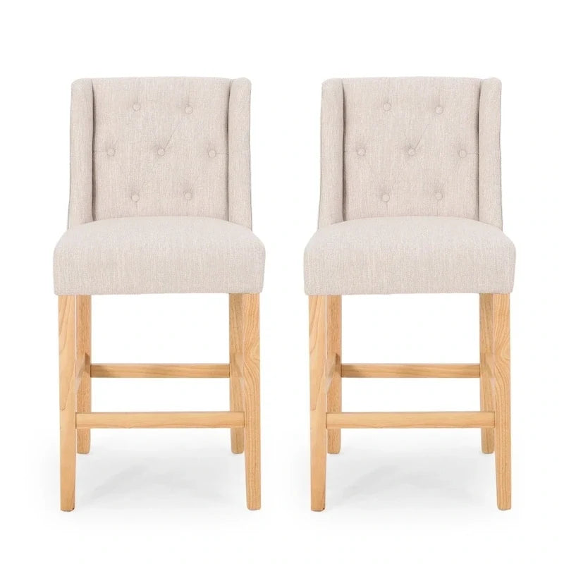 Button-Tufted Wingback Counter Stools (Set of 2)
