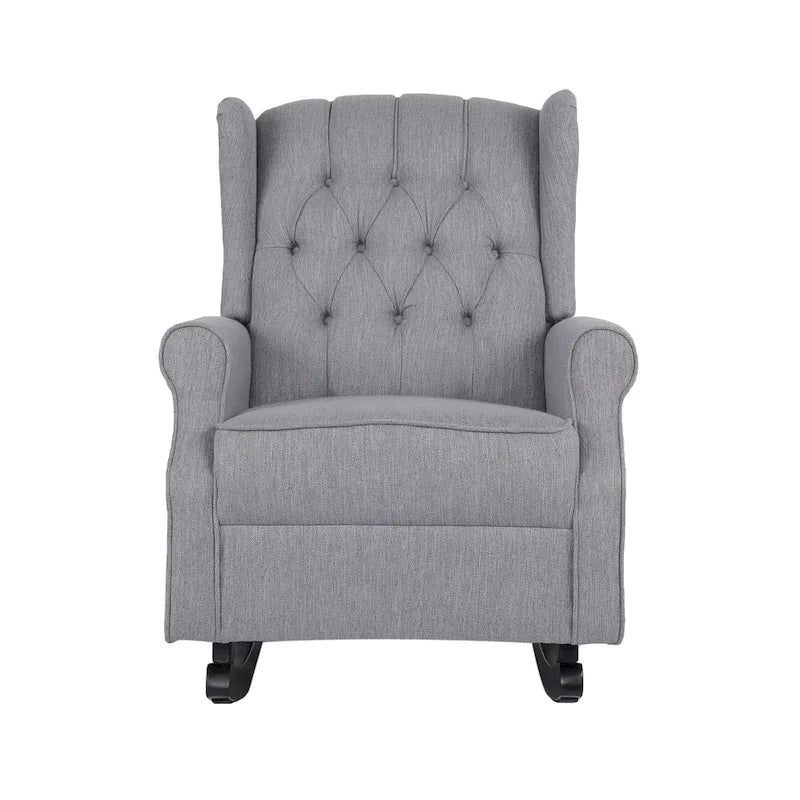 Fabric Tufted Wingback Rocking Chair