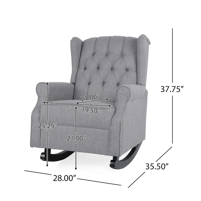 Fabric Tufted Wingback Rocking Chair