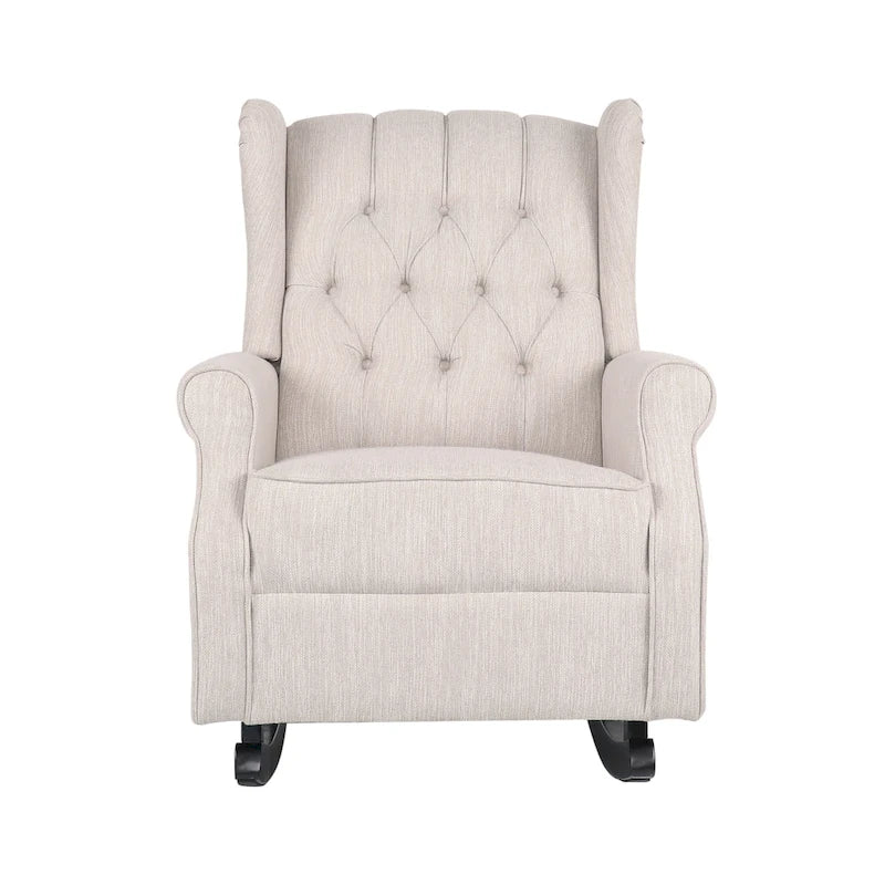 Fabric Tufted Wingback Rocking Chair