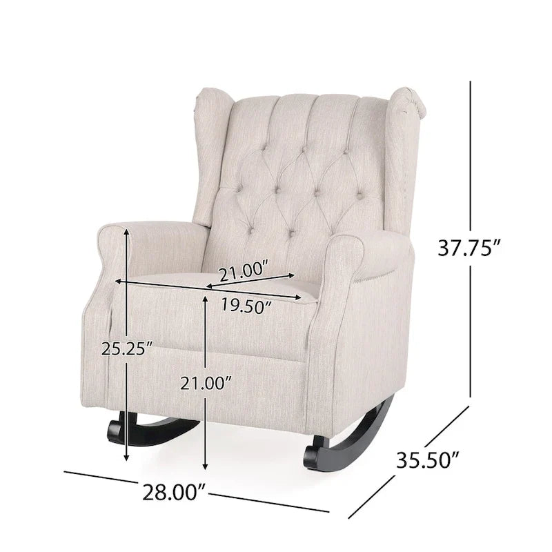 Fabric Tufted Wingback Rocking Chair