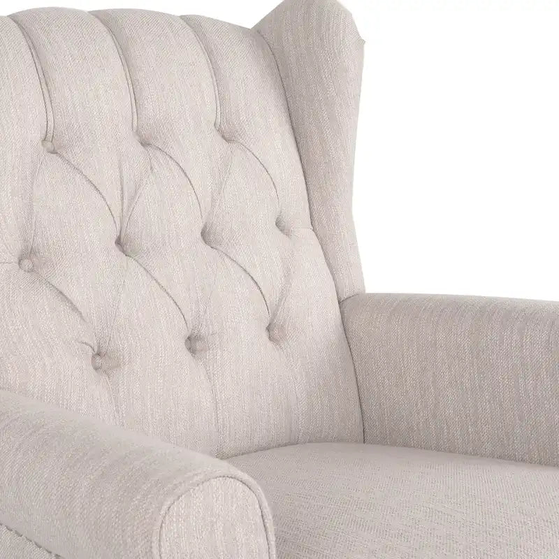 Fabric Tufted Wingback Rocking Chair