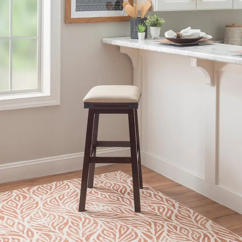 Backless Barstool with Faux Leather Seat