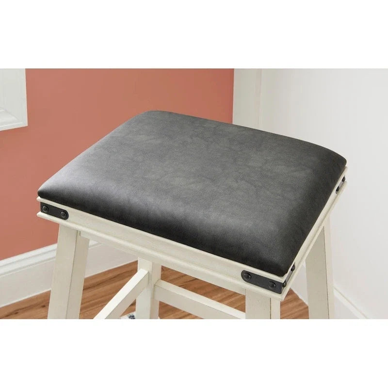 Backless Barstool with Faux Leather Seat