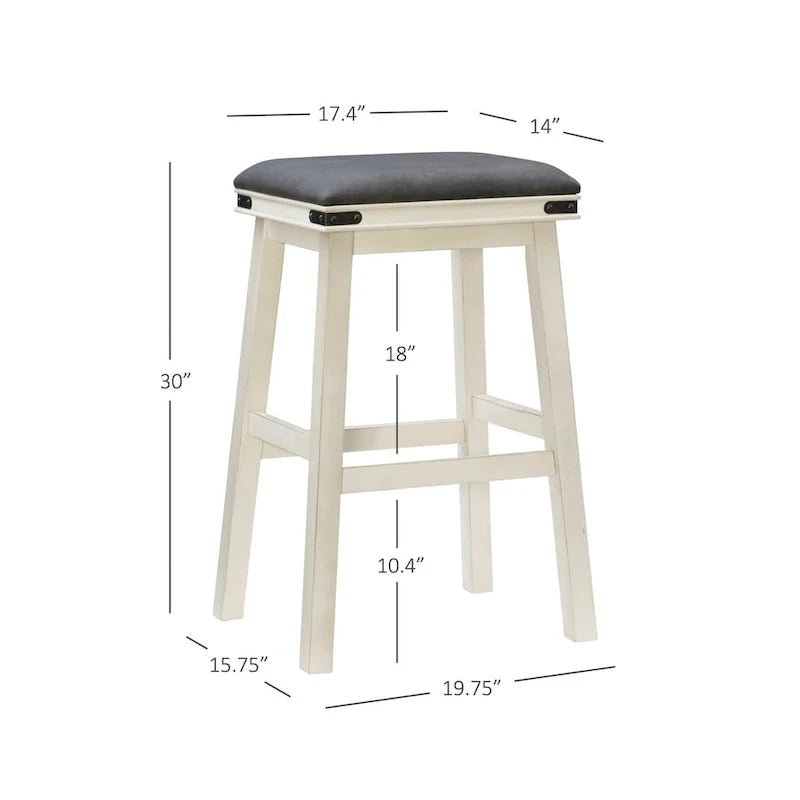Backless Barstool with Faux Leather Seat