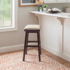 Backless Barstool with Faux Leather Seat