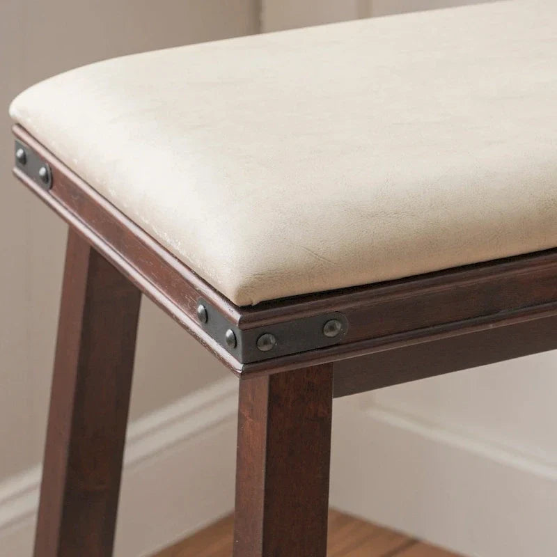 Backless Barstool with Faux Leather Seat