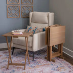 Foldable TV Tray Table Set with Storage Stand