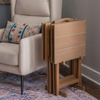 Foldable TV Tray Table Set with Storage Stand