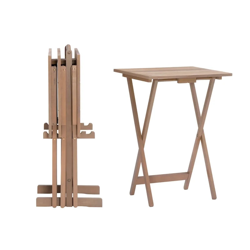 Foldable TV Tray Table Set with Storage Stand