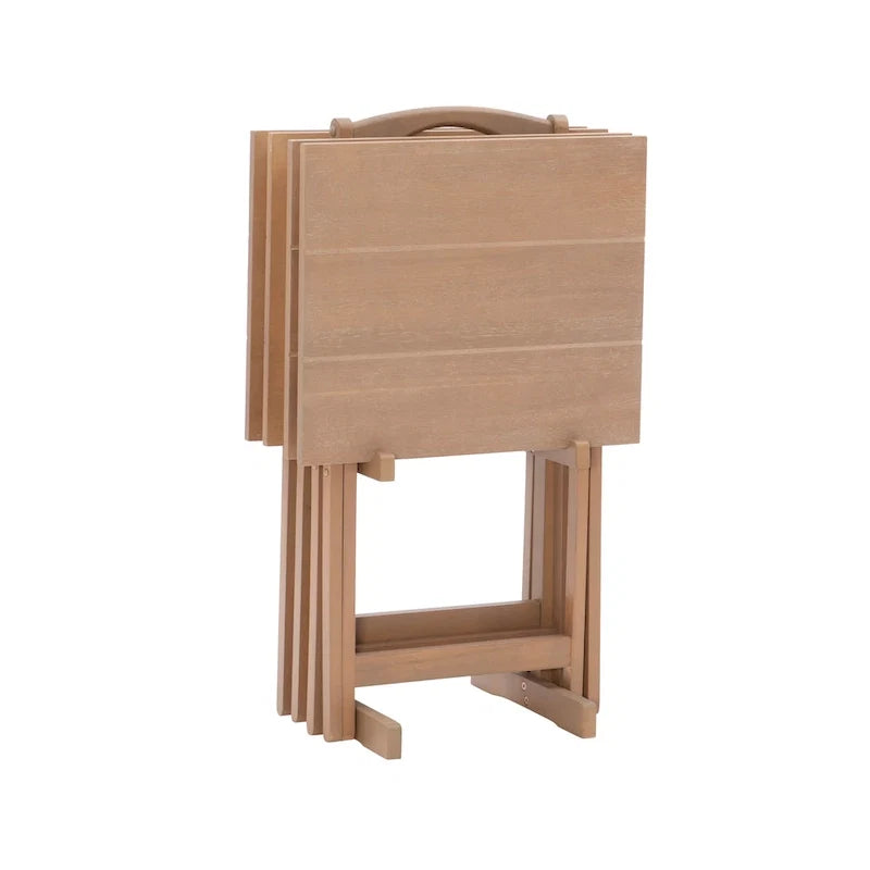 Foldable TV Tray Table Set with Storage Stand