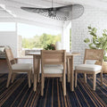 5-Piece Brown Wood Round Dining Set with Cane Back Chairs - 47 x 30 x 47