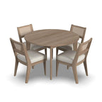 5-Piece Brown Wood Round Dining Set with Cane Back Chairs - 47 x 30 x 47