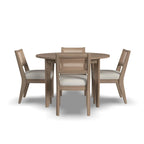 5-Piece Brown Wood Round Dining Set with Cane Back Chairs - 47 x 30 x 47