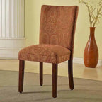 Parsons-Style Dining Chair with Damask Upholstery