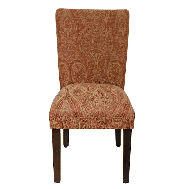 Parsons-Style Dining Chair with Damask Upholstery