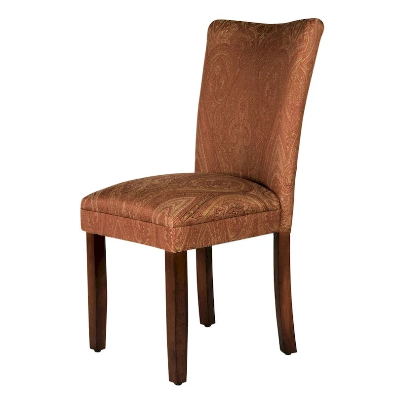 Parsons-Style Dining Chair with Damask Upholstery