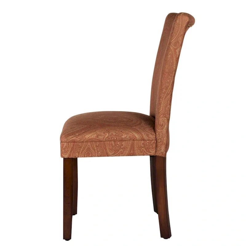 Parsons-Style Dining Chair with Damask Upholstery