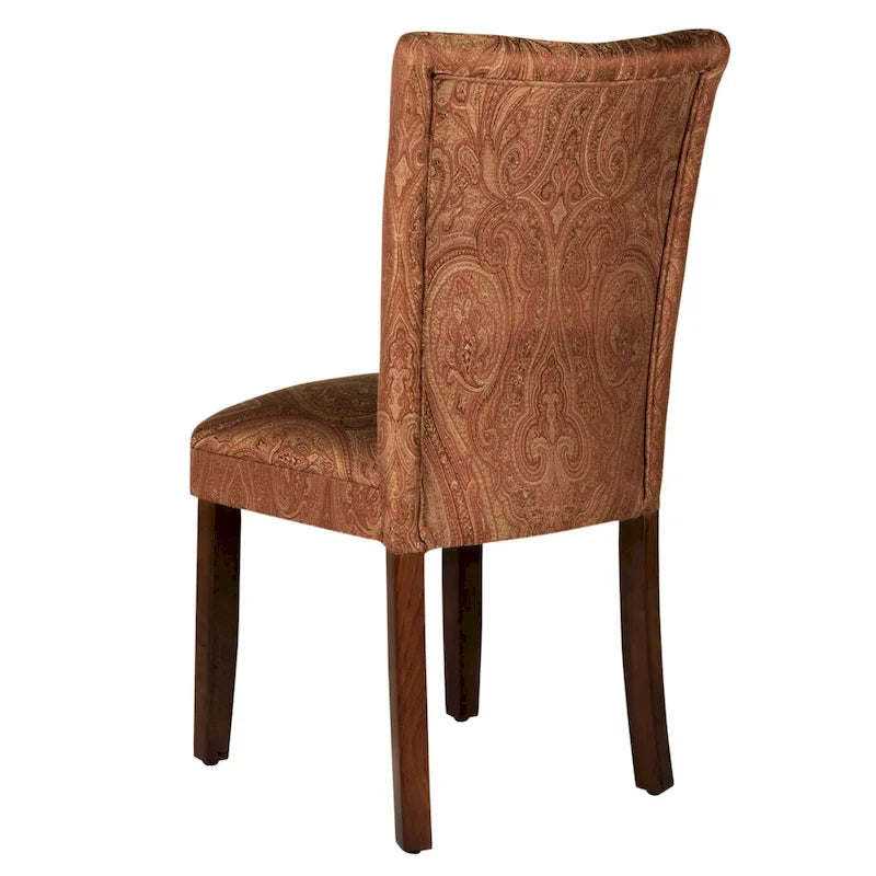Parsons-Style Dining Chair with Damask Upholstery