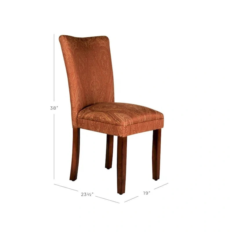 Parsons-Style Dining Chair with Damask Upholstery