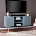 TV Stand with Rattan Cabinet Doors for TVs up to 56 Inches - Mint / Gold
