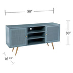 TV Stand with Rattan Cabinet Doors for TVs up to 56 Inches - Mint / Gold