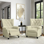 Velvet Pushback Recliner Chairs, Set of 2