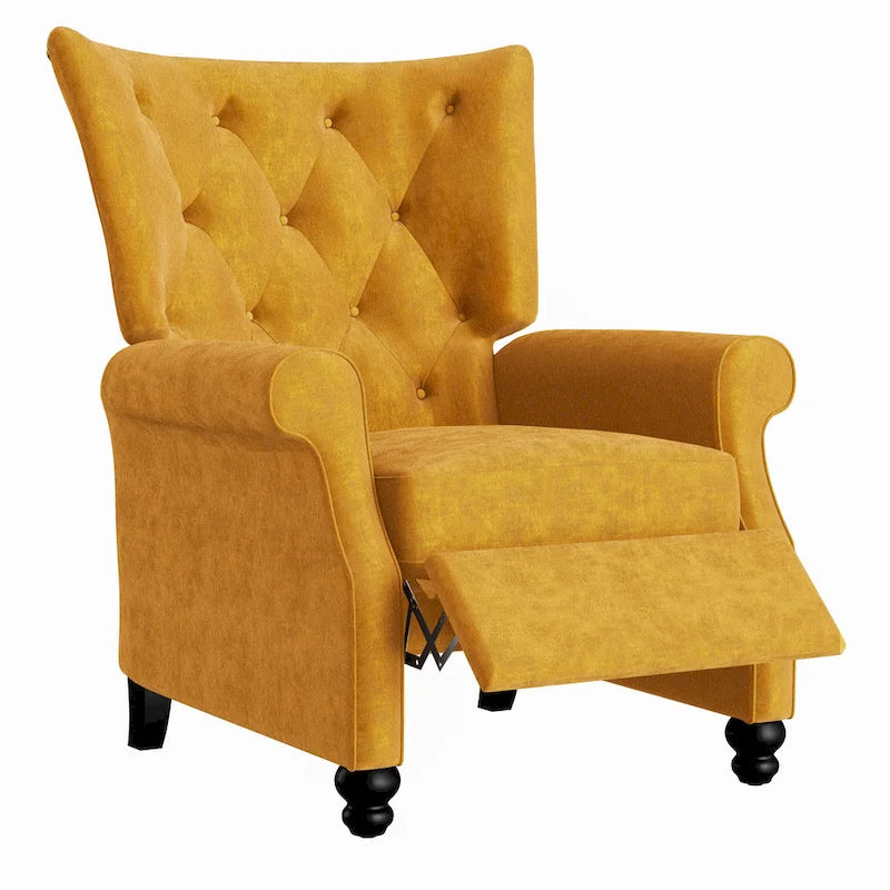 Velvet Pushback Recliner Chairs, Set of 2
