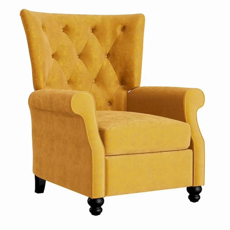 Velvet Pushback Recliner Chairs, Set of 2