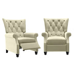 Velvet Pushback Recliner Chairs, Set of 2