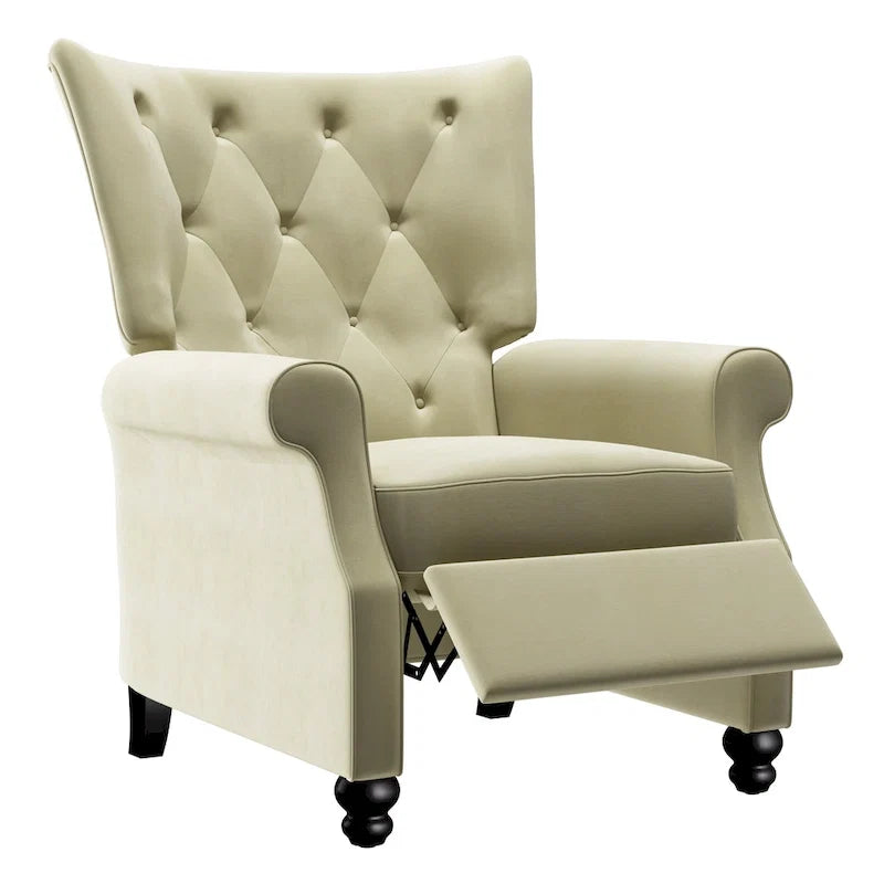 Velvet Pushback Recliner Chairs, Set of 2