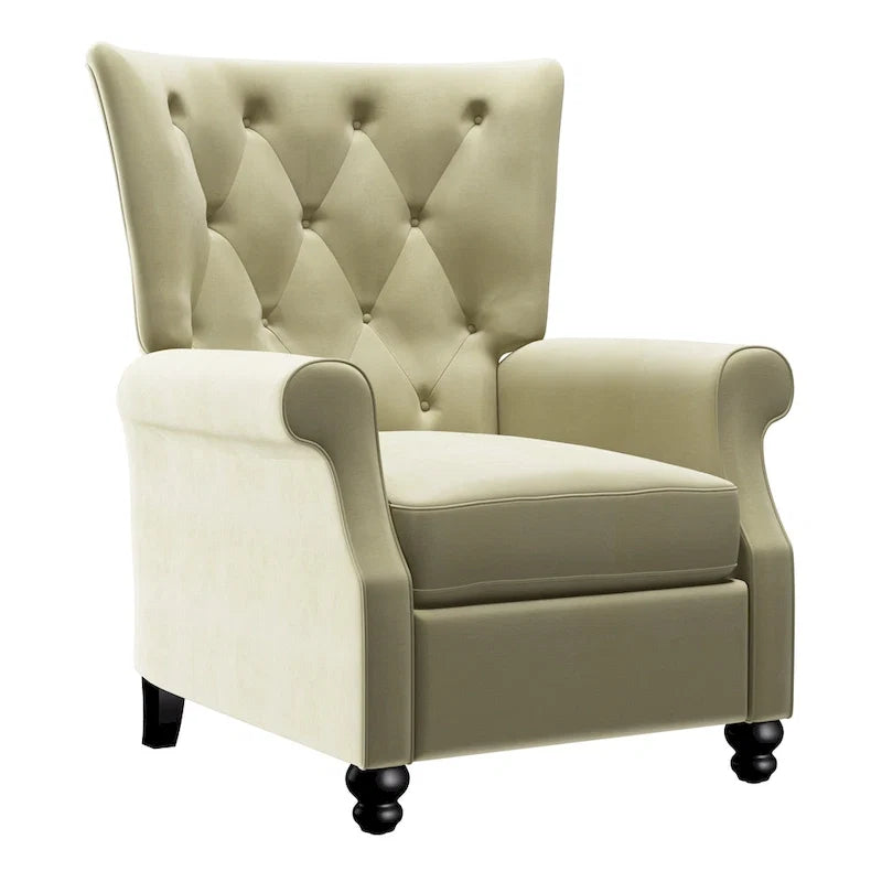 Velvet Pushback Recliner Chairs, Set of 2