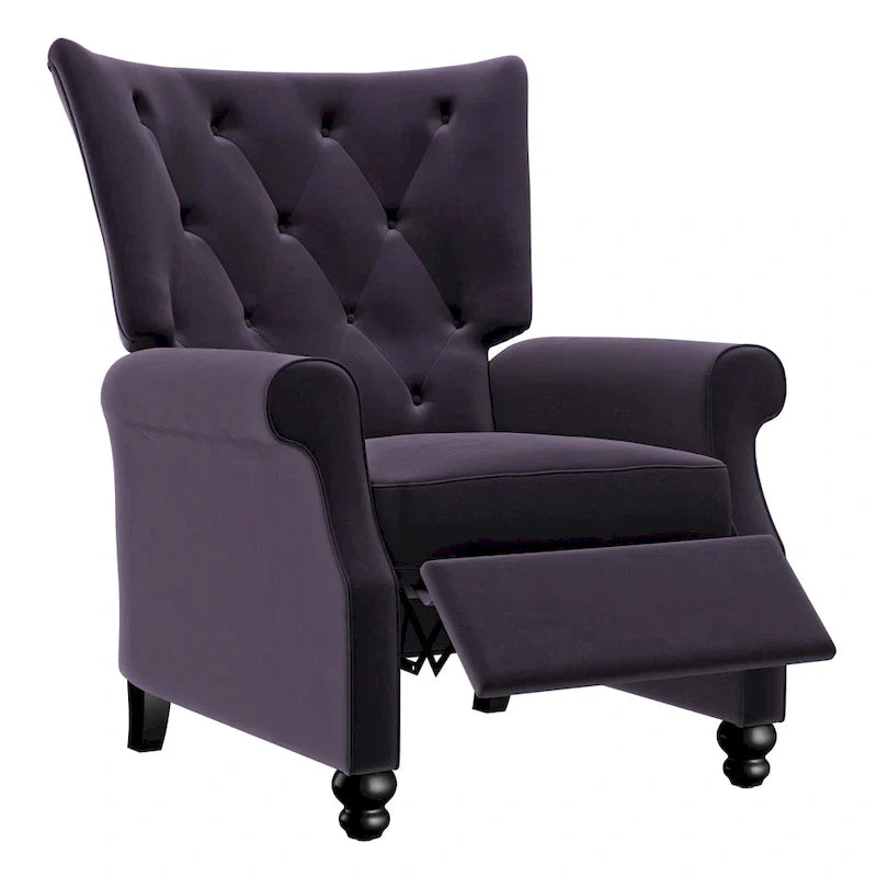 Velvet Pushback Recliner Chairs, Set of 2