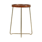 Round Accent Table with Iron and Mango Wood Tray Top