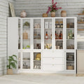 Pantry Storage Cabinet with Drawers and Glass Doors
