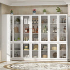 Pantry Storage Cabinet with Drawers and Glass Doors