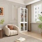 Pantry Storage Cabinet with Drawers and Glass Doors