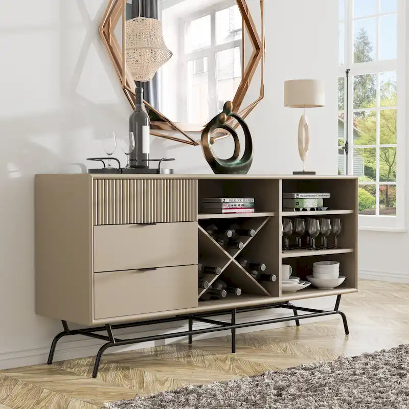 60-Inch Dining Buffet and Sideboard with Wine Storage