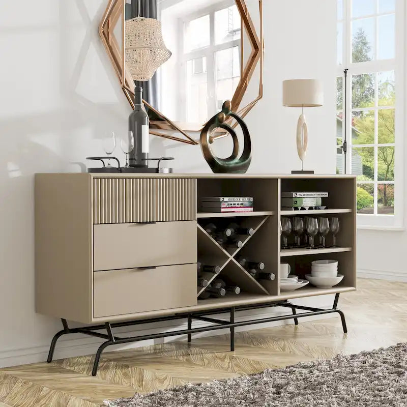 60-Inch Dining Buffet and Sideboard with Wine Storage