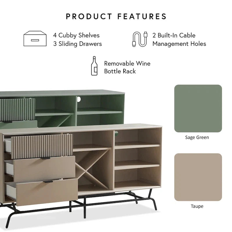 60-Inch Dining Buffet and Sideboard with Wine Storage