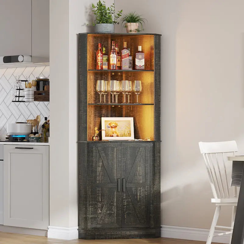 66 Corner Cabinet with LED Light
