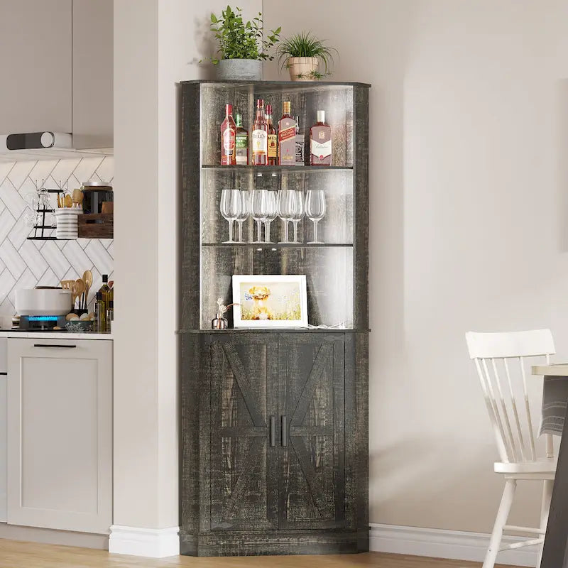 66 Corner Cabinet with LED Light