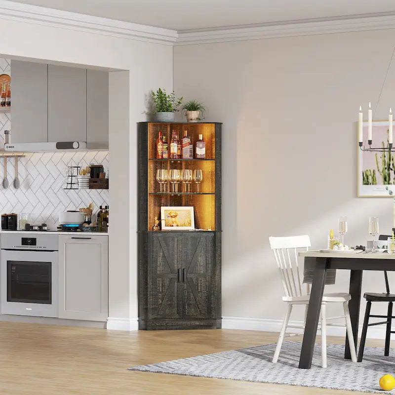 66 Corner Cabinet with LED Light
