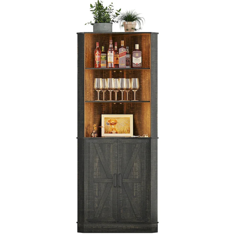 66 Corner Cabinet with LED Light