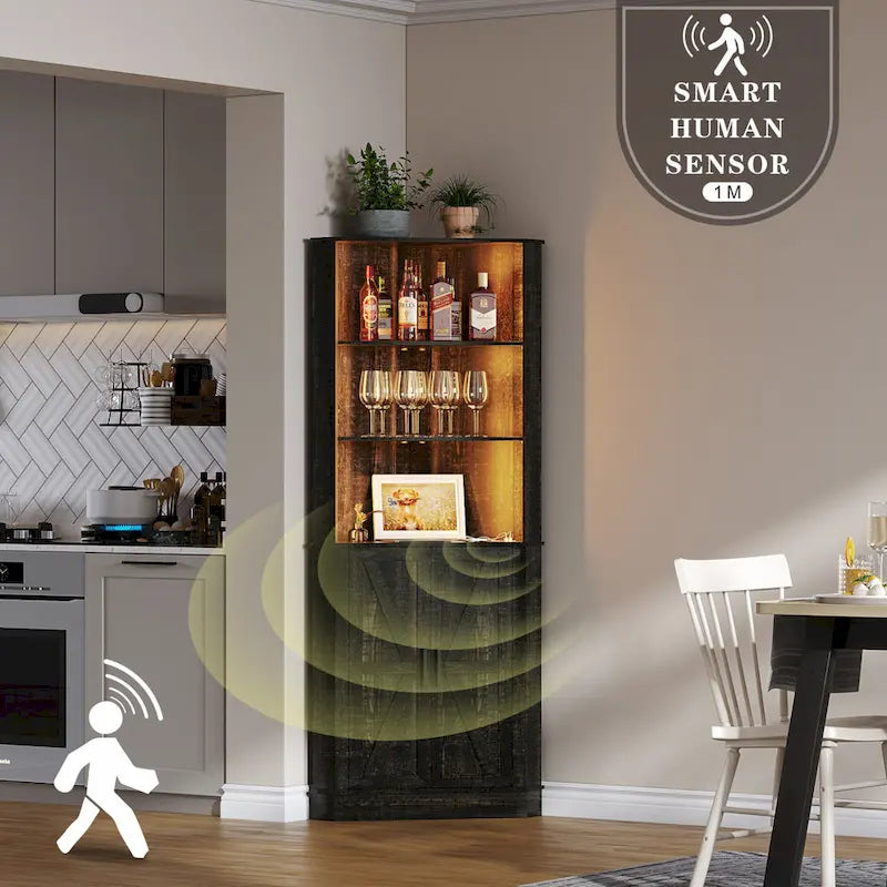 66 Corner Cabinet with LED Light