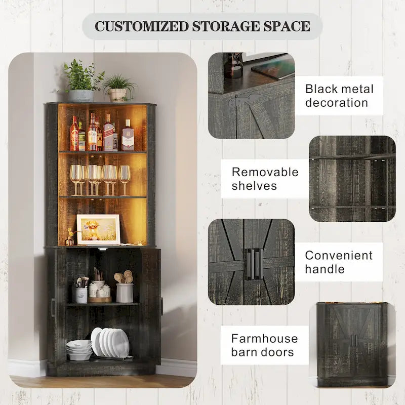 66 Corner Cabinet with LED Light