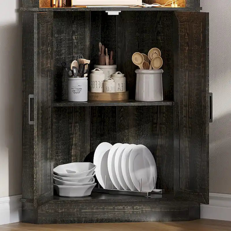66 Corner Cabinet with LED Light