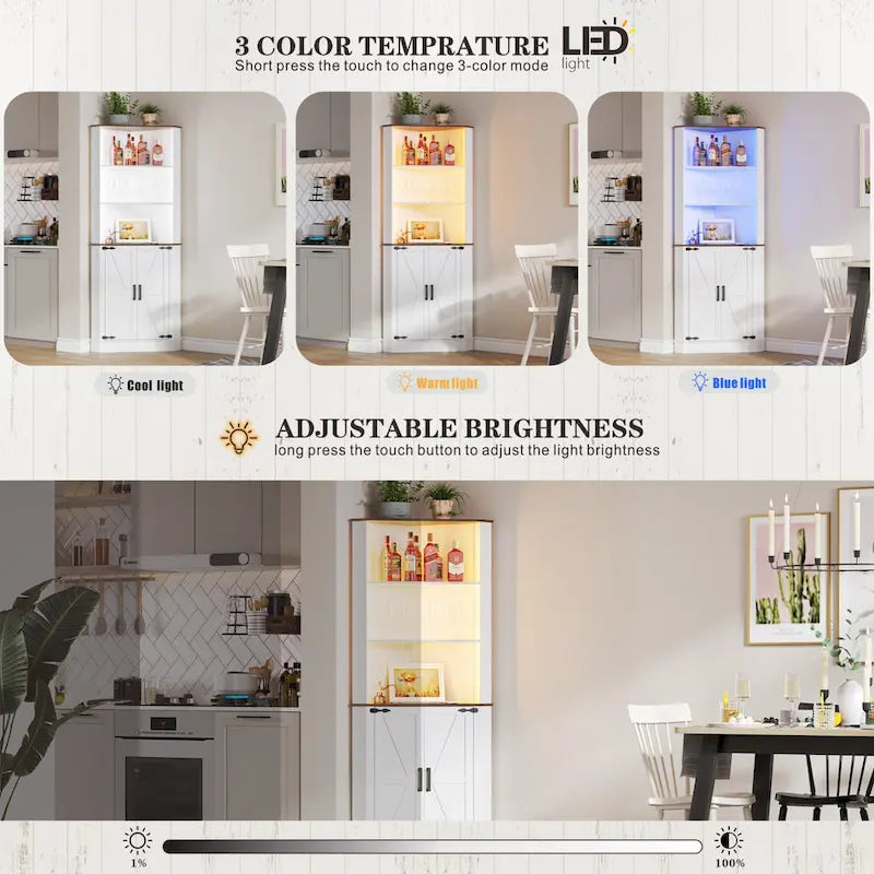 66 Corner Cabinet with LED Light