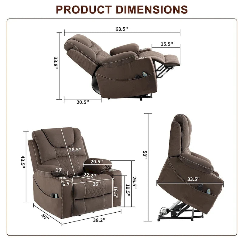 Oversized Power Lift Recliner Chair, 400 lbs Capacity