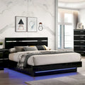 Contemporary Black LED Platform Bed